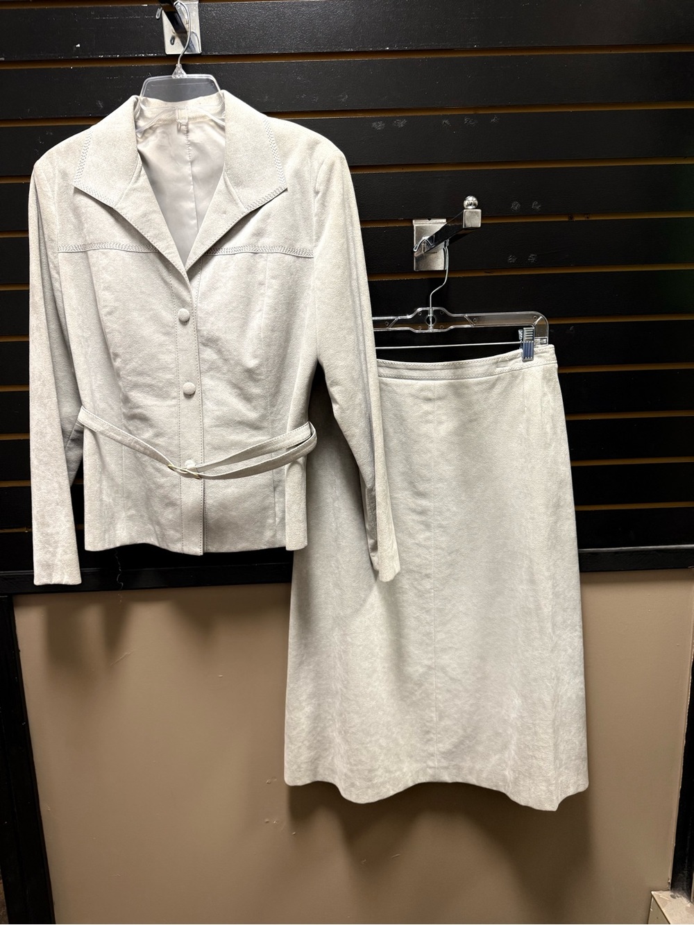 Vintage Collection Philip Alcantara Faux Suede Skirt Suit Sweden EU 42